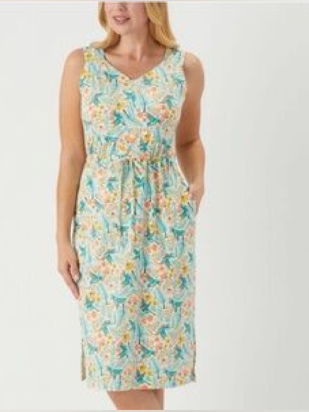 Duluth Trading | To 'n' Flow Hummingbird  Midi Tank Dress, Large
